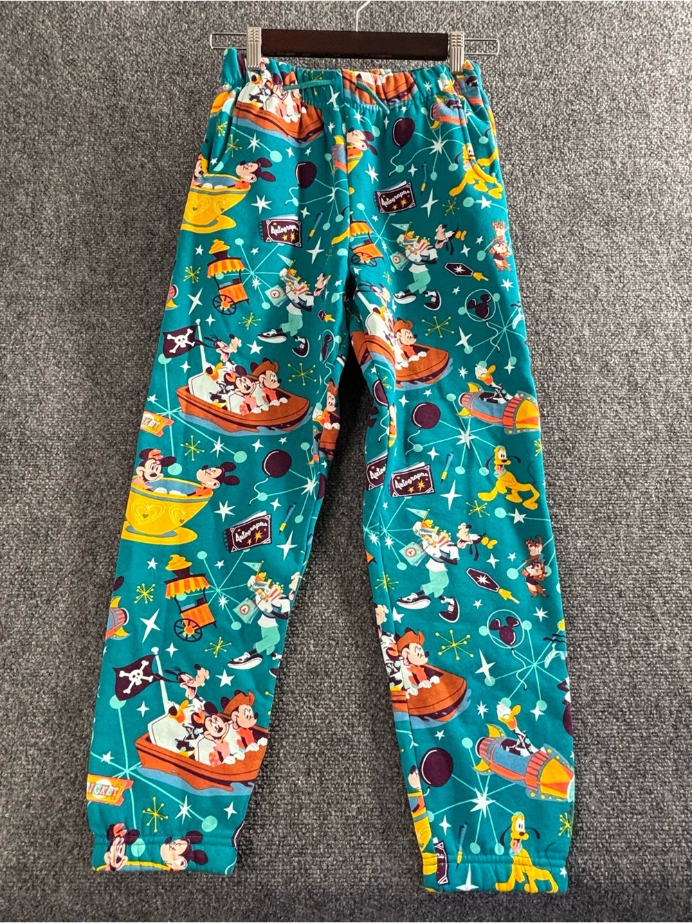 Disney Teal Character Pajama Bottoms with Multicolor Prints